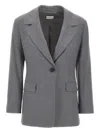 Marella Padded-shoulder Single-button Blazer In Gray