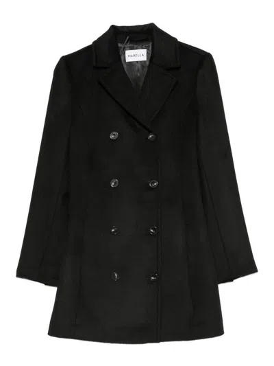 Marella Pallore Wool Double-breasted Elegant Coat In Black