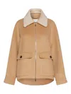 Marella Double-faced Wool-blend Heavy Jacket In Brown