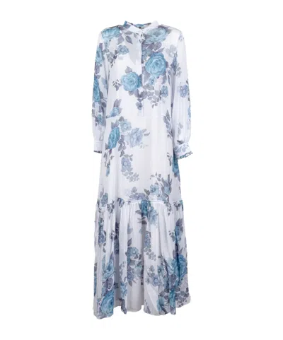Marella Floral Ruffled Dress In Blue