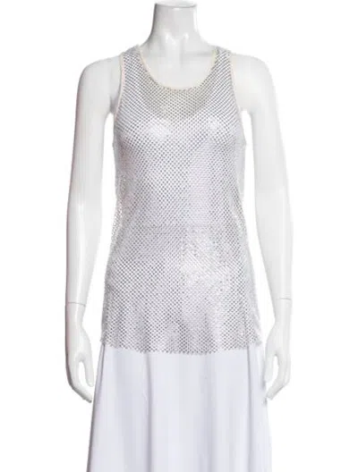 Pre-owned Marella Patterned Scoop Neck Top In White