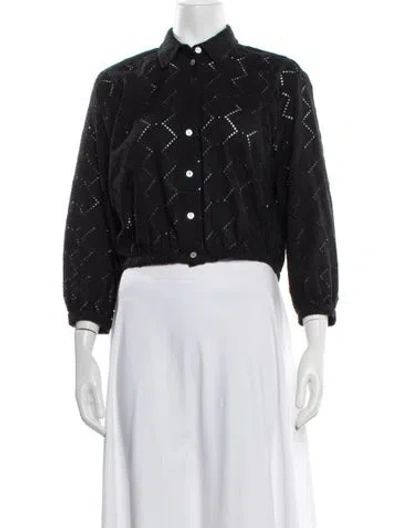 Pre-owned Marella Patterned Three-quarter Sleeve Button-up Top In Black