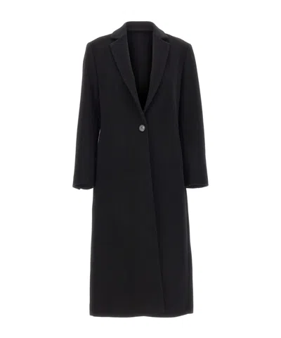 Marella Pavido Long Single-breasted Coat In Black