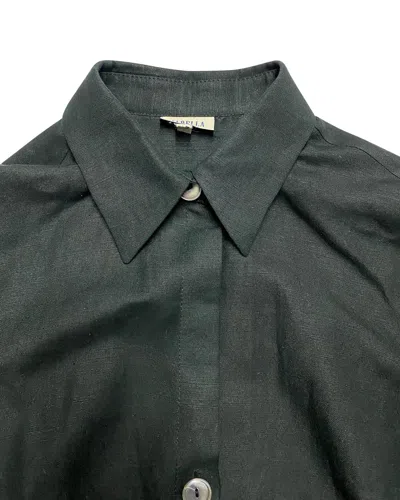 Marella Penny Shirt Dress In Black Linen In Gray