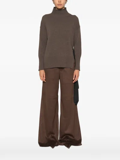 Marella Pietra Side-tie High-neck Sweater In Brown