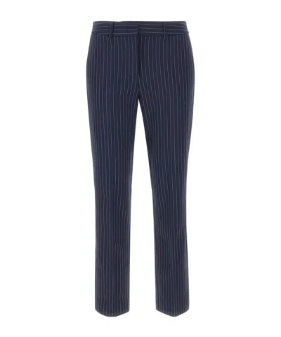 Marella Pinstripe Casual Pants In Blue