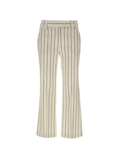 Marella Pinstripe Flared Trousers In Metallic