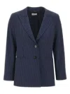 Marella Pinstripe-print Blazer In Blue