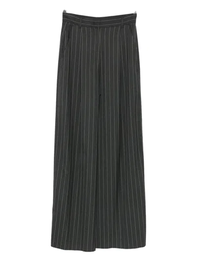 Marella Pinstripe Wide-leg Trousers In Gray