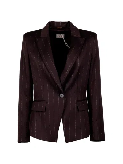 Marella Pinstripe-pattern Single-breasted Blazer In Brown