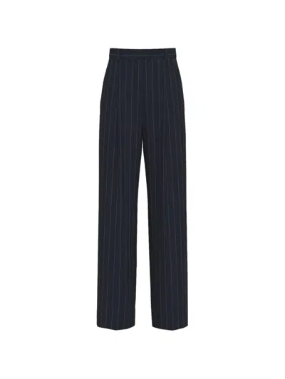 Marella Pinstripe-pattern Tailored Trousers In Blue