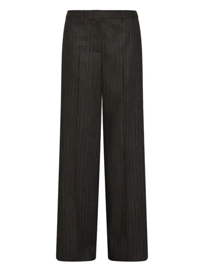Marella Pint-stripe Trousers In Brown