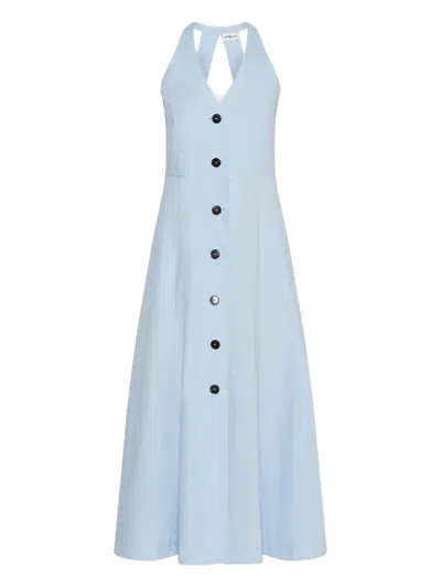 Marella Pioppo Button-front Halterneck Dress In Blue