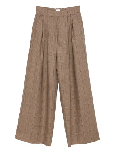 Marella Plaid-pattern Trousers In Brown