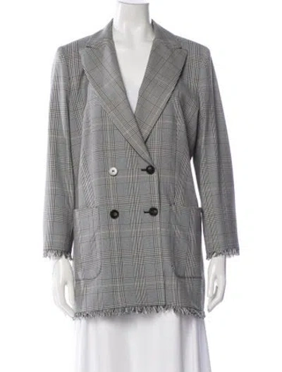 Pre-owned Marella Plaid Print Blazer In Gray