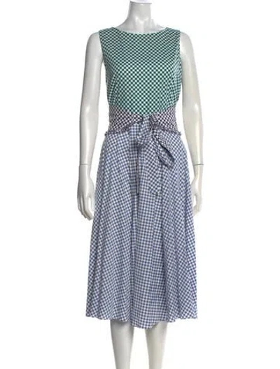 Pre-owned Marella Plaid Print Midi Length Dress In Blue