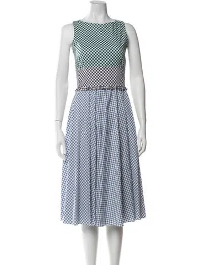 Pre-owned Marella Plaid Print Midi Length Dress W/ Tags In Blue