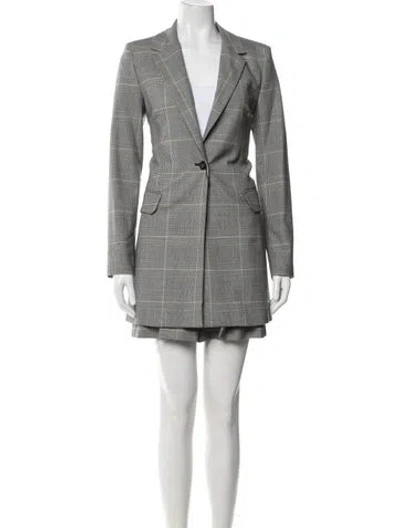 Pre-owned Marella Plaid Print Skirt Suit W/ Tags In Gray