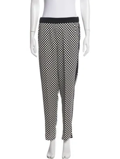Pre-owned Marella Plaid Print Straight Leg Pants In Black
