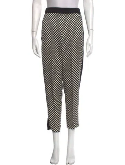 Pre-owned Marella Plaid Print Straight Leg Pants In Black
