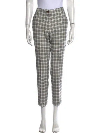 Pre-owned Marella Plaid Print Straight Leg Pants In Multicolor