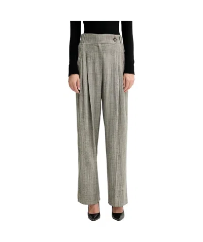 Marella Pleated Check Trousers In Gray