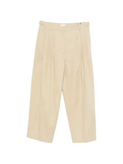 Marella Pleated Cropped Trousers In Neutral