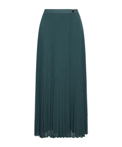 Marella Pleated Georgette Skirt In Green