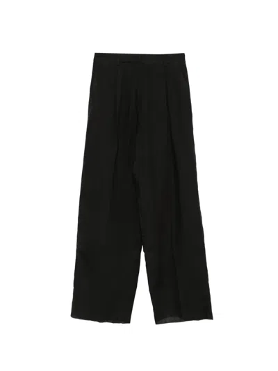 Marella Pleated Linen Trousers In Black