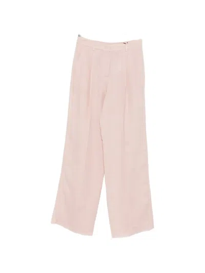 Marella Pleated Linen Trousers In Pink
