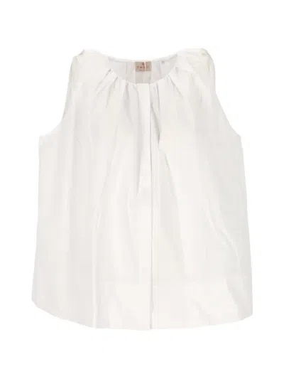 Marella Pleated Sleeveless Top In White