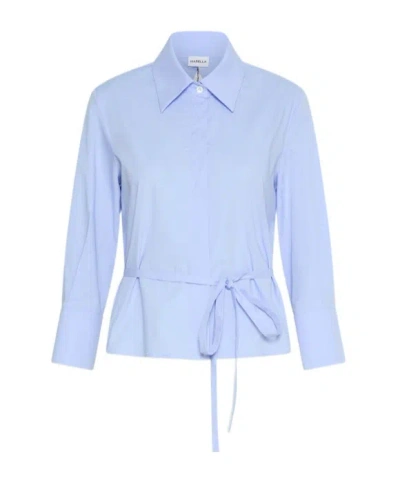 Marella Poplin Shirt With A Cut-out Back In Blue