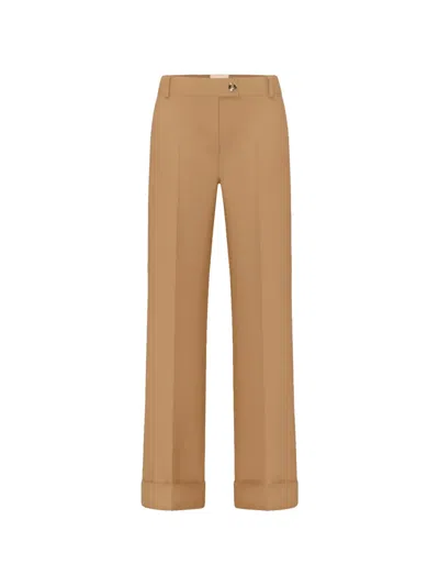 Marella Pressed-crease Turn-up Trousers In Brown