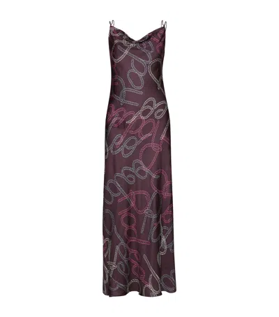 Marella Printed Bordeaux Maxi Dress In Brown