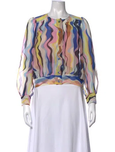 Pre-owned Marella Printed Crew Neck Blouse In Multicolor