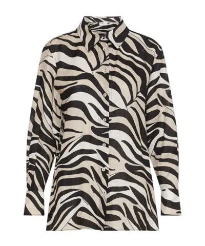 Marella Printed Linen Shirt In Black