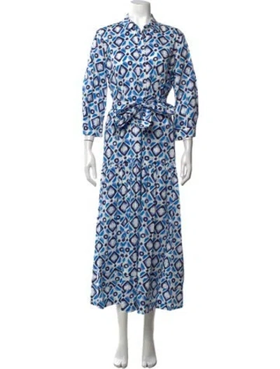 Pre-owned Marella Printed Long Dress In Blue