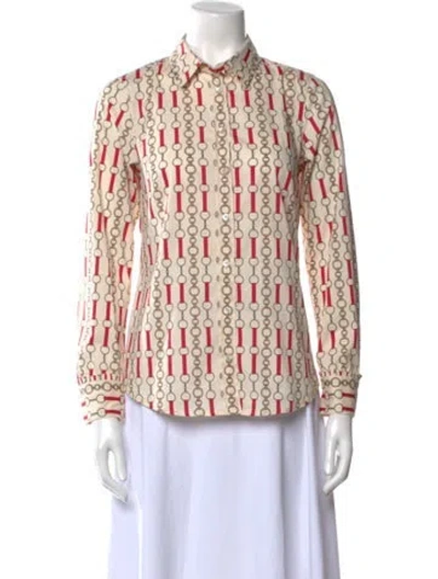 Pre-owned Marella Printed Long Sleeve Button-up Top In Neutral