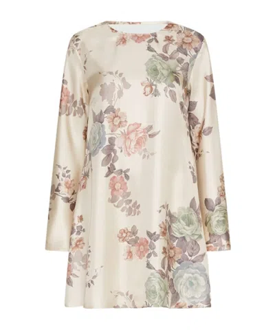 Marella Printed Long-sleeve Dress In Metallic