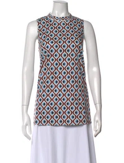 Pre-owned Marella Printed Mock Neck Top In Multi