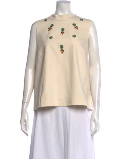 Pre-owned Marella Printed Mock Neck Top In Neutrals