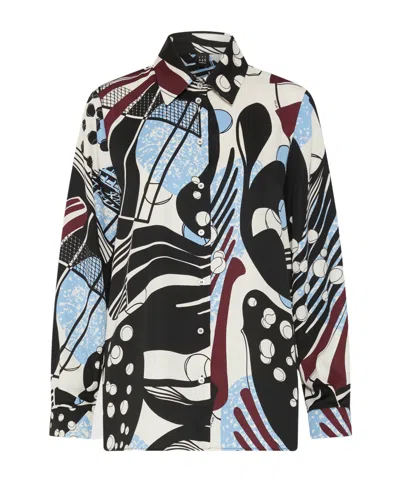 Marella Printed Satin Shirt - Wool White In Multi