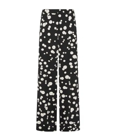 Marella Printed Satin Trousers In Black