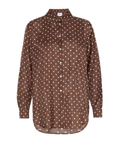 Marella Printed Silk Habotai Shirt - Brown
