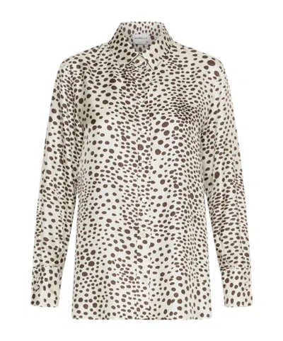 Marella Printed Silk Twill Shirt - Cream In Animal Print