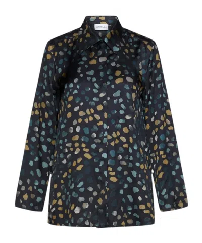 Marella Printed Twill Shirt In Blue