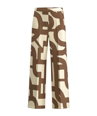 Marella Printed Twill Trousers In Gray