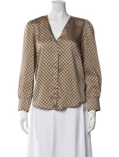 Pre-owned Marella Printed V-neck Blouse In Blue