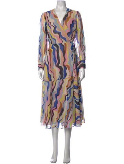 Pre-owned Marella Printed V-neck Top In Multicolor