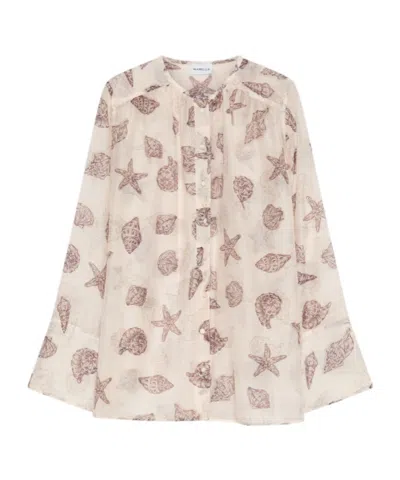 Marella Printed Voile Top In White